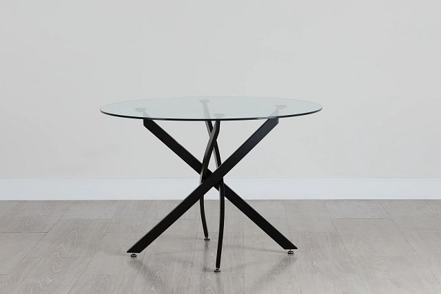 Havana Glass 43" Round Table W/black Legs