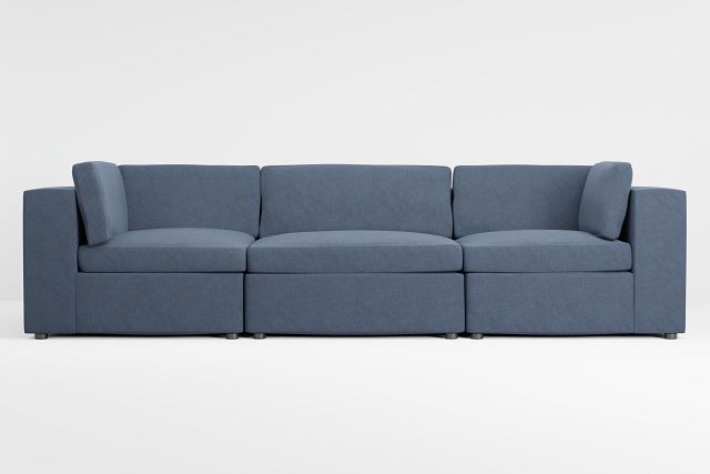 Destin Maguire Blue Fabric 3 Piece Modular Sofa