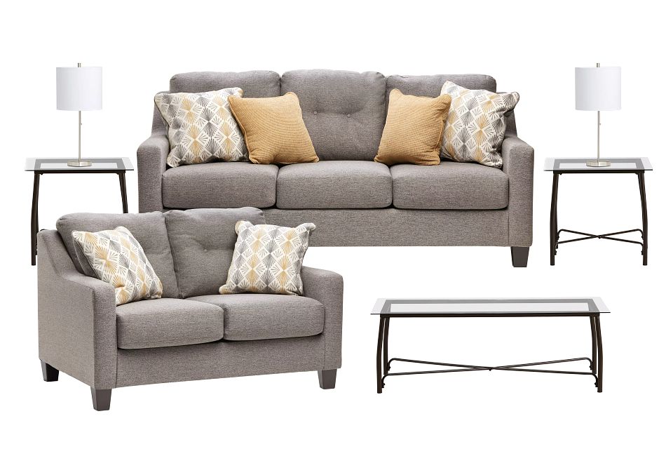 Daylon Light Gray Micro 7 Piece Living Room Package