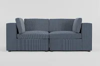 Destin Lucy Navy Fabric 2-piece Modular Sofa