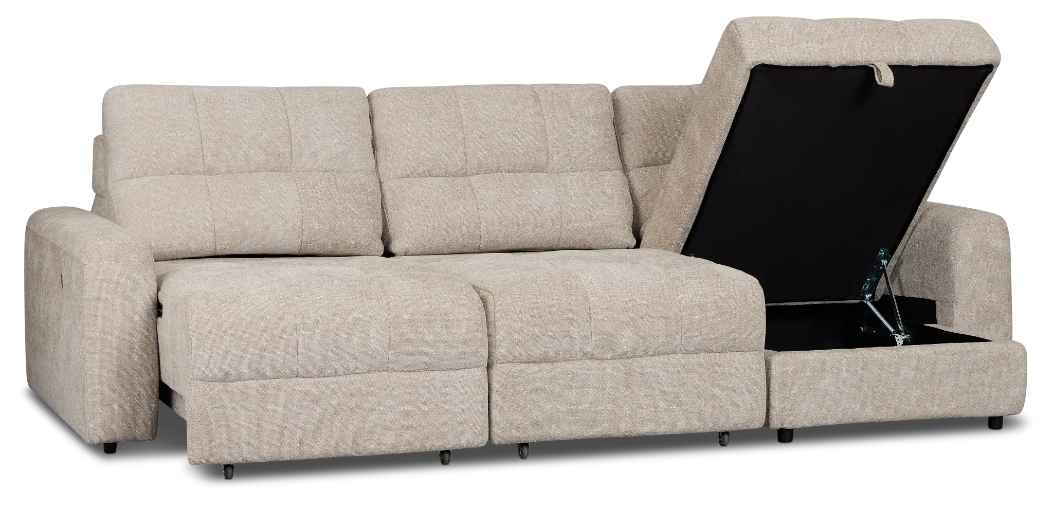 Hendrix Light Taupe Fabric Right Dual Power Extension Chaise Sectional Hendrix Light Taupe Fabric Right Dual Power Extension Chaise Sectional