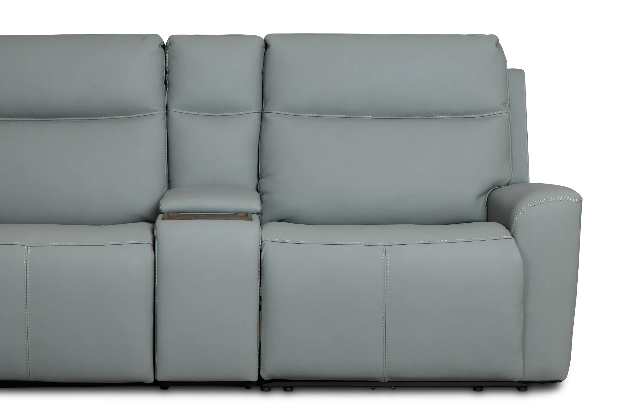 Flexsteel Sterling Blue Lthr/vinyl Medium Dual Power 2-arm Reclining Sectional