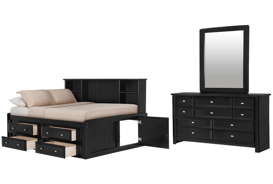 Laguna Black Bookcase Daybed Storage Bedroom Baby Kids Bedroom Sets City Furniture