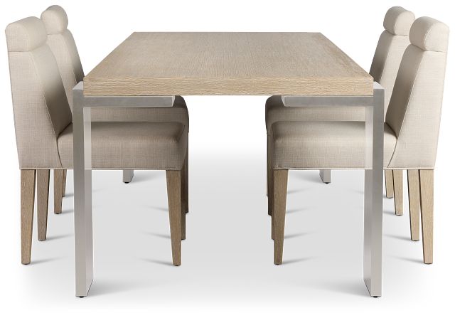 Miramar Light Tone Rectangular Table & 4 Upholstered Chairs