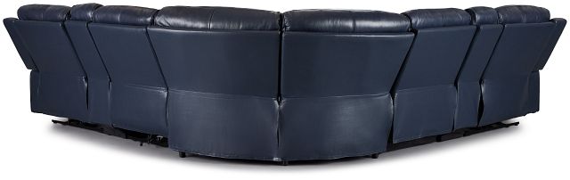 Maverick Blue Lthr/vinyl Large Triple Power Reclining Two-arm Sectional