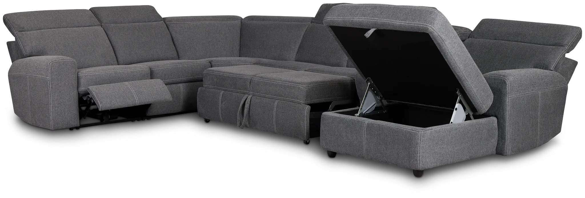 Callum Dark Gray Storage Medium Right Triple Power Chaise Sleeper Sectional