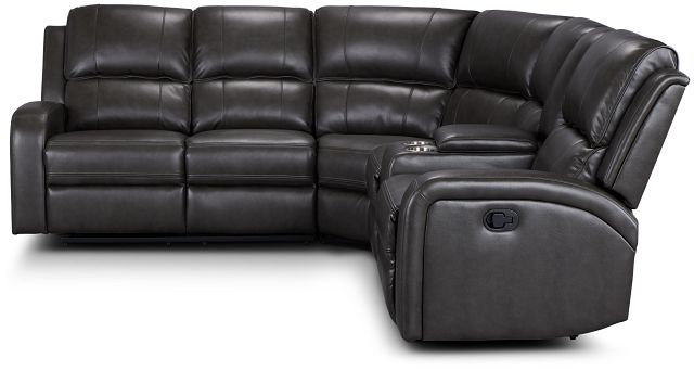 Arden Dark Gray Micro Medium Dual Reclining Sectional With Right Console