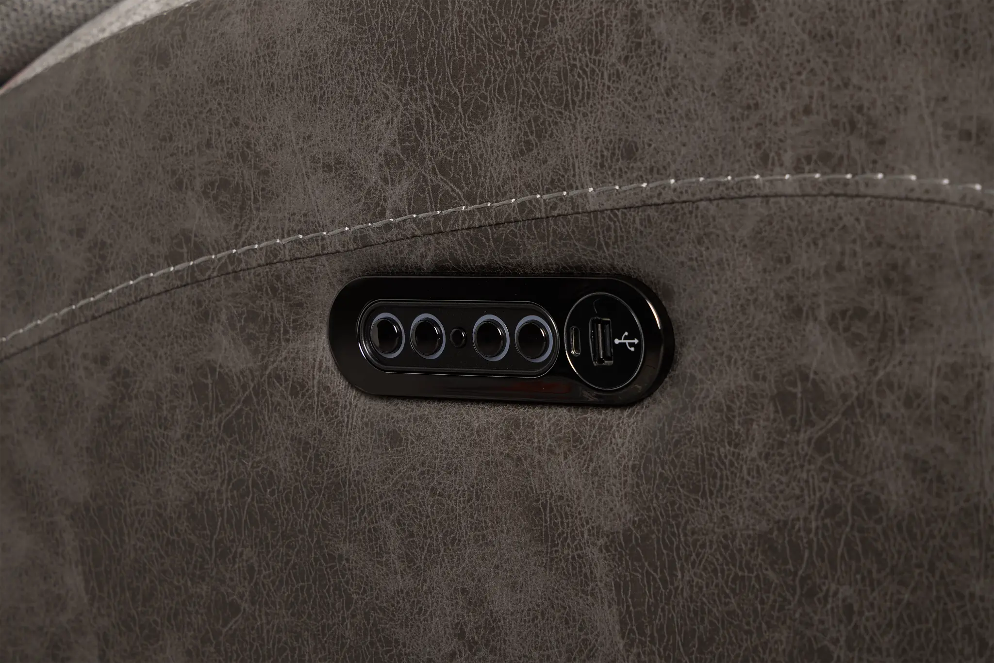 Travis Gray Fabric Large Triple Power Reclining Two-arm Sectional Travis Gray Fabric Large Triple Power Reclining Two-arm Sectional