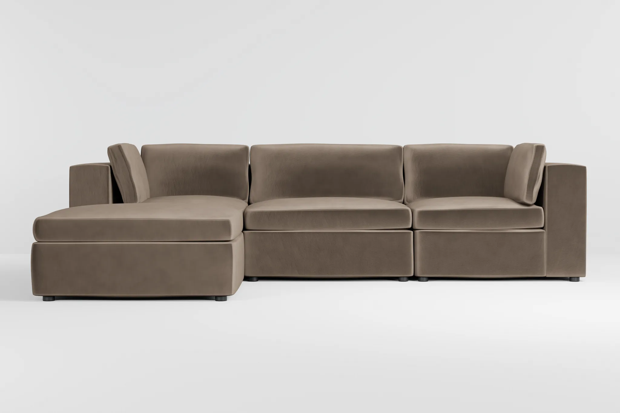 Destin Joya Beige Velvet 4-piece Bumper Sectional