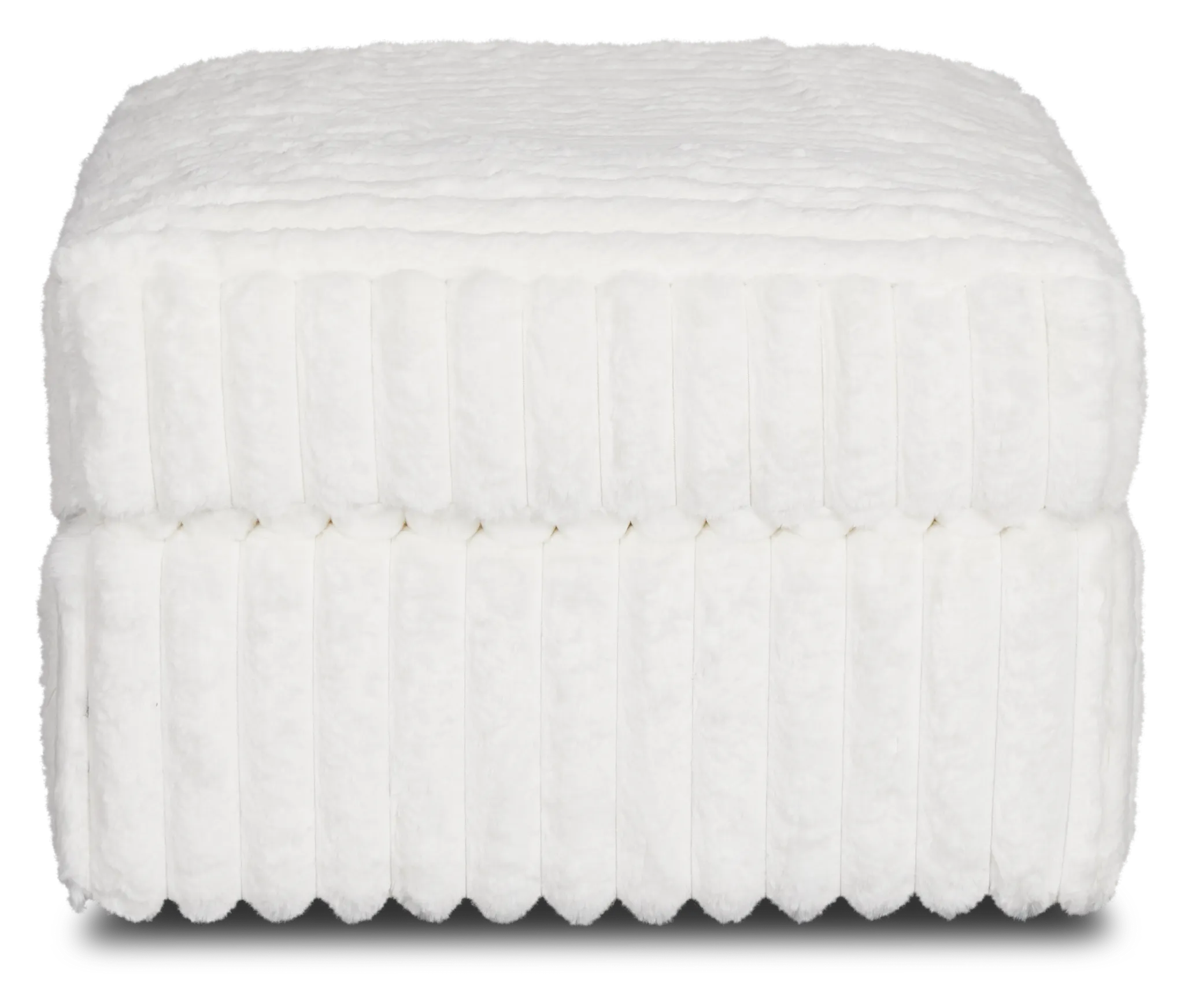Teddy White Fabric Ottoman