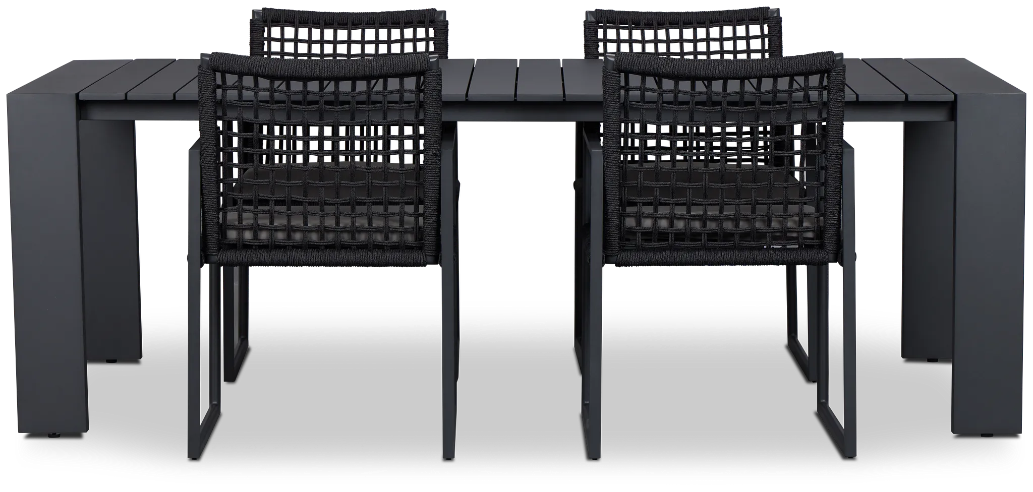 Sunrise Dark Gray 86" Rectangular Table & 4 Aluminum Arm Chairs
