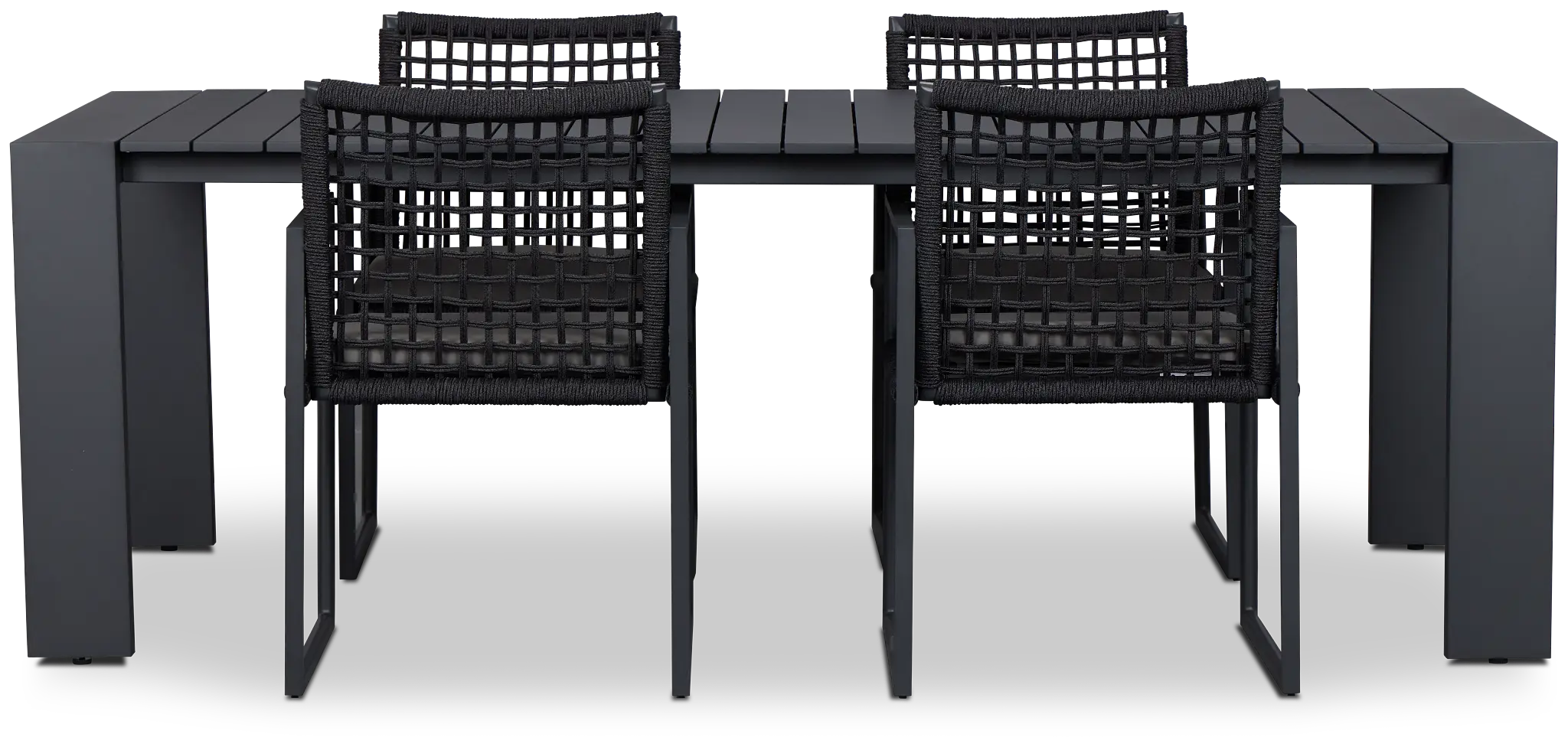Sunrise Dark Gray 86" Rectangular Table & 4 Aluminum Arm Chairs Sunrise Dark Gray 86" Rectangular Table & 4 Aluminum Arm Chairs