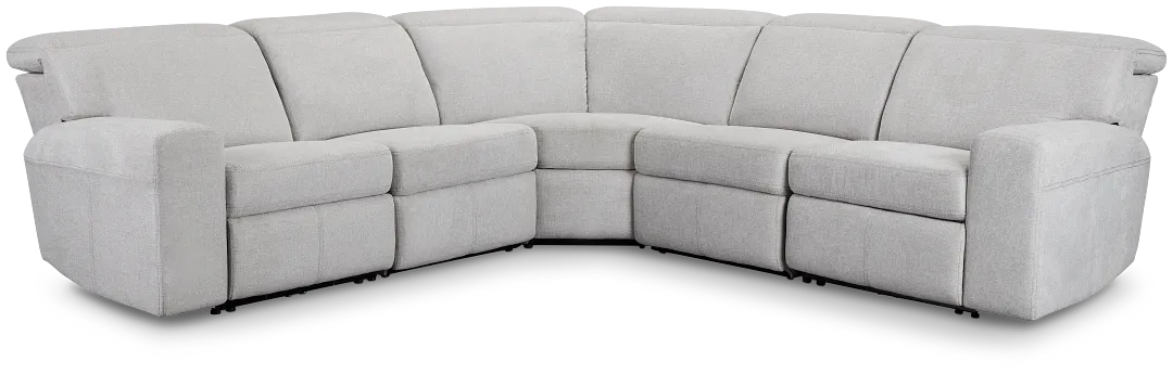 Callum Light Gray Fabric Small Dual Power Reclining Two-arm Sectional