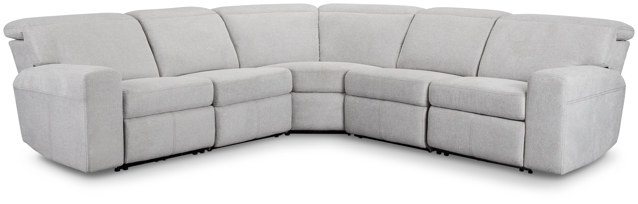 Callum Light Gray Fabric Small Dual Power Reclining Two-arm Sectional