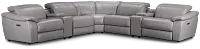 Marion Gray Lthr/vinyl Large Triple Power Reclining Two-arm Sectional