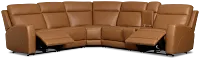 Flexsteel Belmont Medium Brown Lthr/vinyl Medium Dual Power 2-arm Reclining Sectional