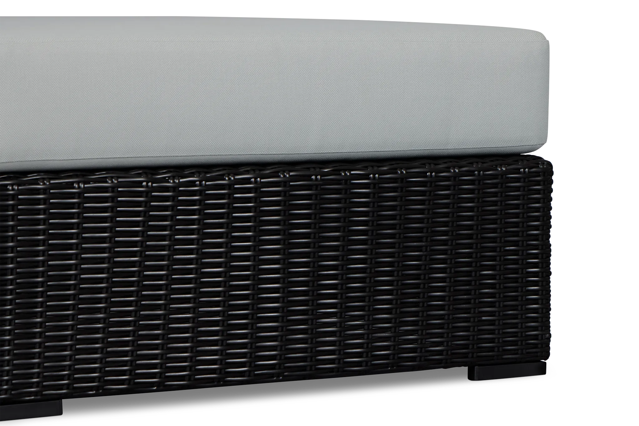 Montecito Black Large Ottoman With Light Blue Cushions