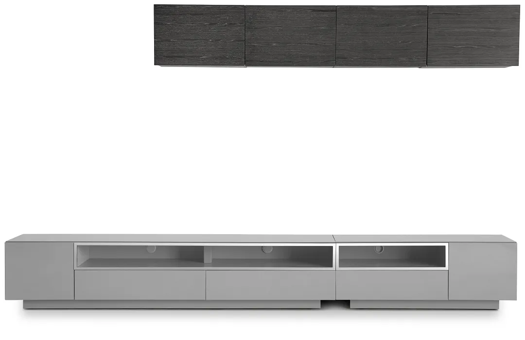 Vancouver 134" Gray Dk Gray 6-piece Right Modular Entertainment Wall