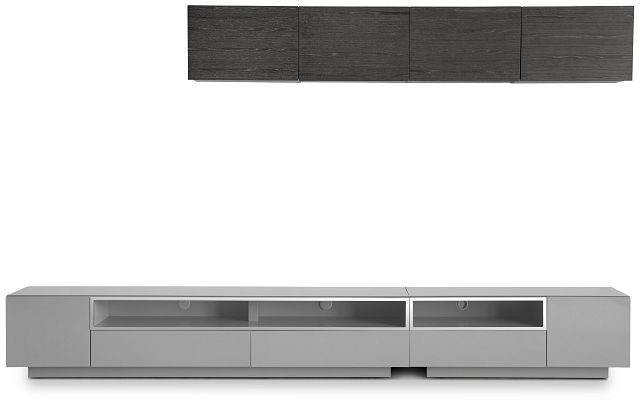 Vancouver 134" Gray Dk Gray 6-piece Right Modular Entertainment Wall