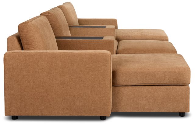 Addie Brown Fabric 6-piece Home Theater With Storage Consoles