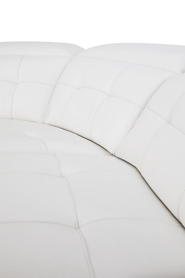 Reva White Leather Medium Triple Power 2-arm Sectional