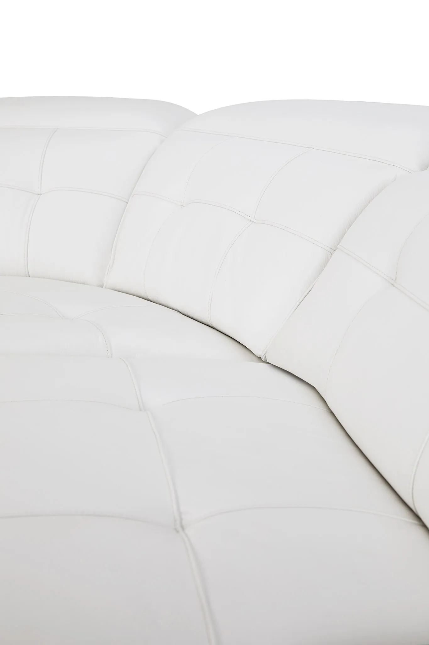 Reva White Leather Medium Triple Power 2-arm Sectional