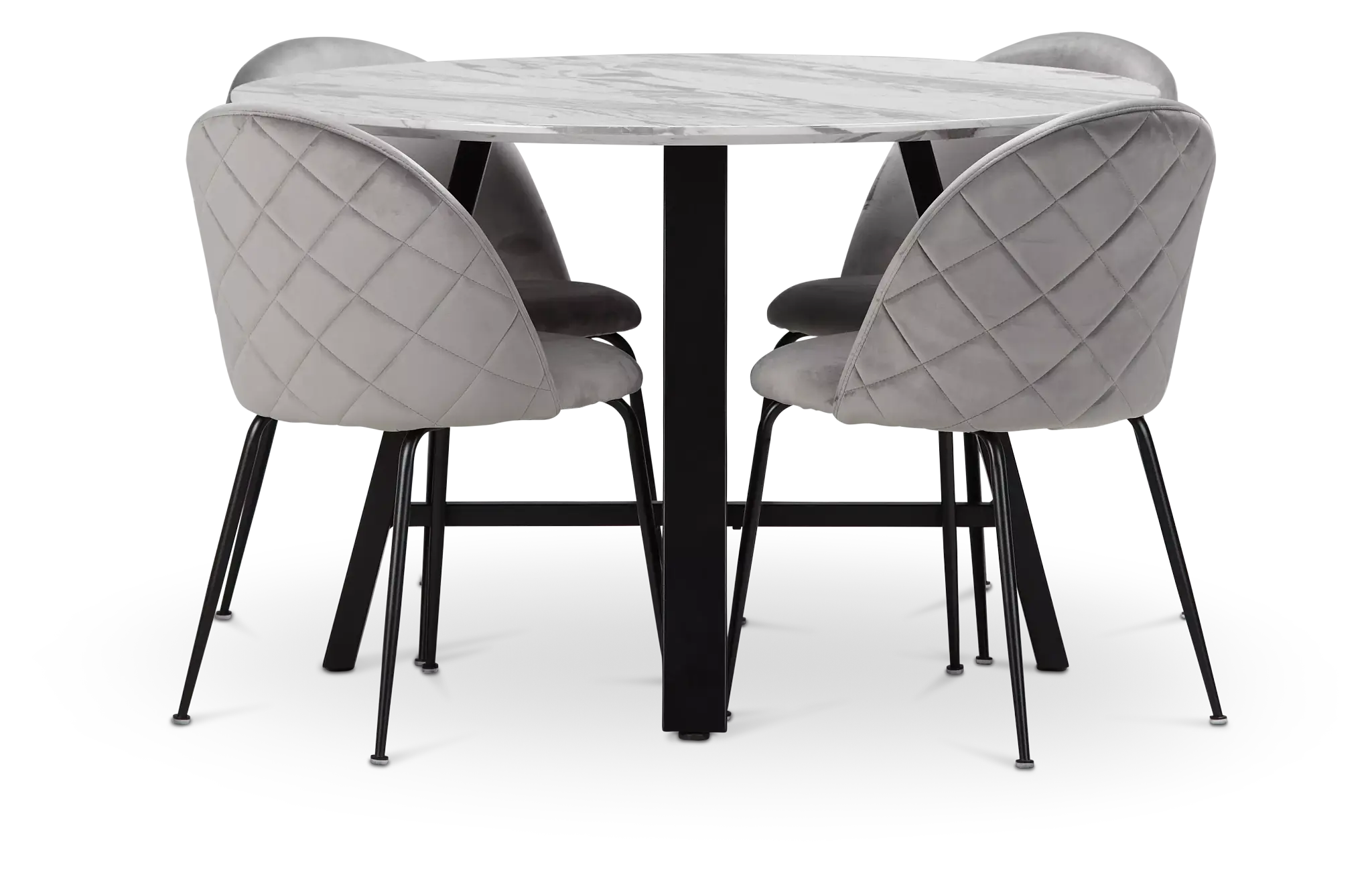 Capri Black Gray Round Table & 4 Upholstered Chairs Capri Black Gray Round Table & 4 Upholstered Chairs