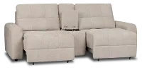 Hendrix Light Taupe Fabric Power Extension Chaise Console Loveseat