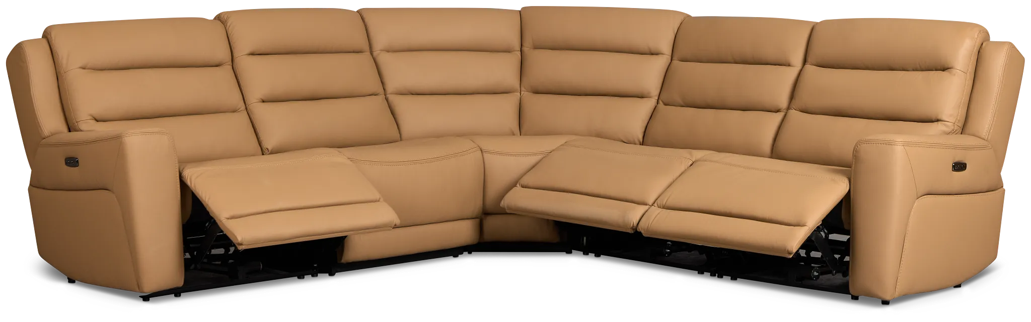 Wilder Brown Leather Small Dual Power Reclining Two-arm Sectional