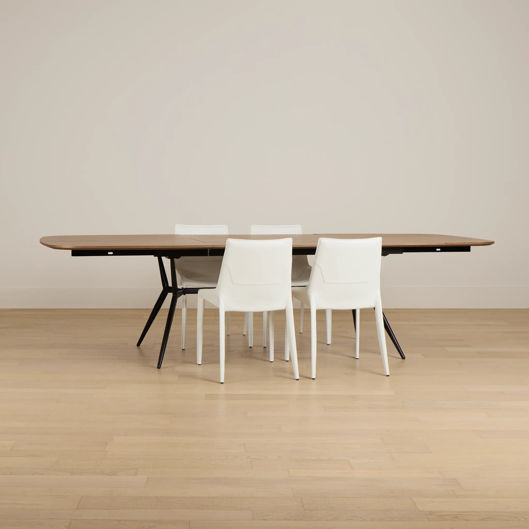 Margo Two-tone Rect Table & 4 White Upholstered Chairs