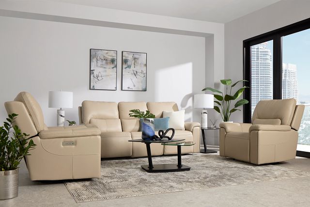 Fallon Beige Lthr/vinyl Power Recliner