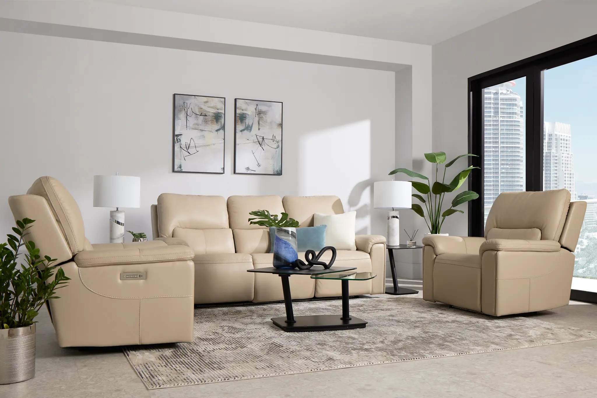 Fallon Beige Lthr/vinyl Power Recliner Fallon Beige Lthr/vinyl Power Recliner