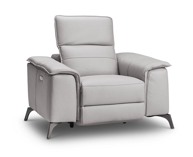 Pearson Gray Leather Power Recliner With Power Headrest