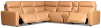 Edison Medium Brown Leather/Vinyl Medium Dual Power 2-arm Reclining Sectional