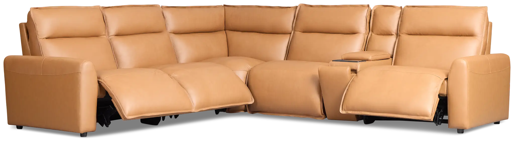 Edison Medium Brown Leather/Vinyl Medium Dual Power 2-arm Reclining Sectional Edison Medium Brown Leather/Vinyl Medium Dual Power 2-arm Reclining Sectional