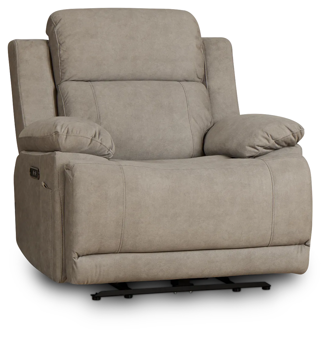 Benson Beige Micro Power Recliner