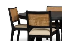 Pacific Black Round Table & 4 Upholstered Chairs