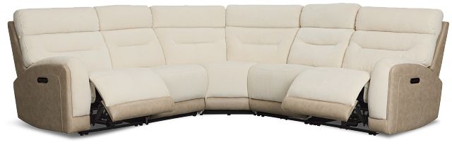 Travis Light Beige Fabric Small Two-arm Power Reclining Sectional