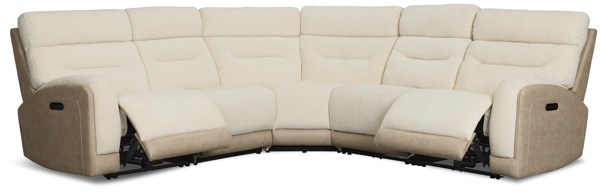 Travis Light Beige Fabric Small Two-arm Power Reclining Sectional