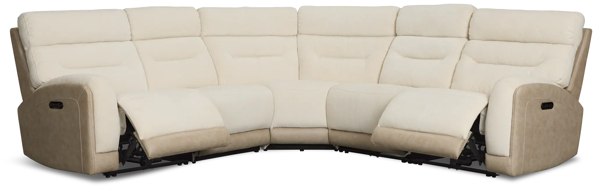 Travis Light Beige Fabric Small Two-arm Power Reclining Sectional Travis Light Beige Fabric Small Two-arm Power Reclining Sectional