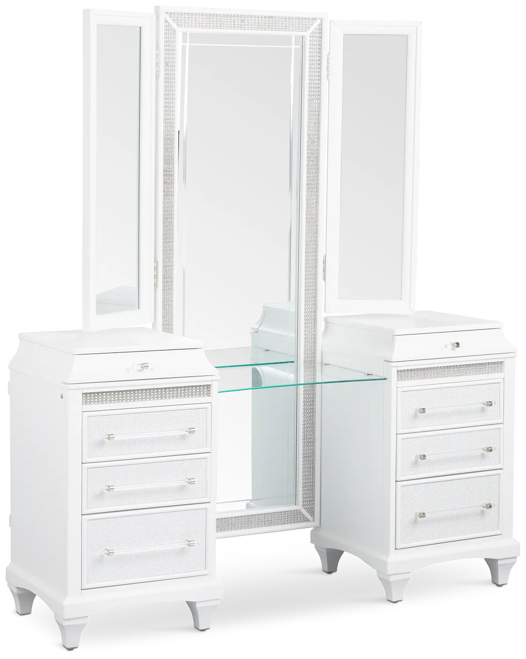 Milan White Vanity & Mirror