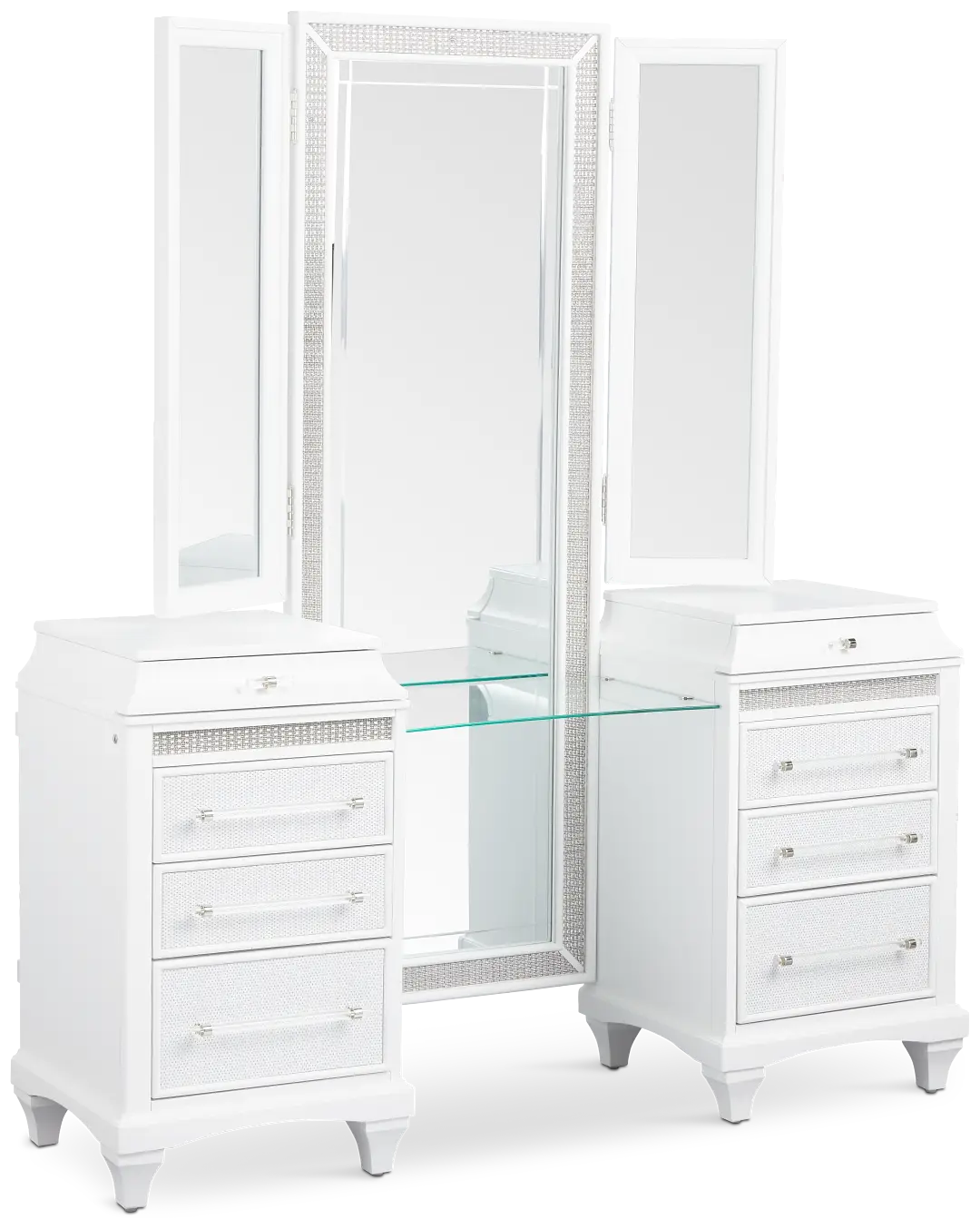 Milan White Vanity & Mirror Milan White Vanity & Mirror
