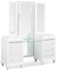 Milan White Vanity & Mirror
