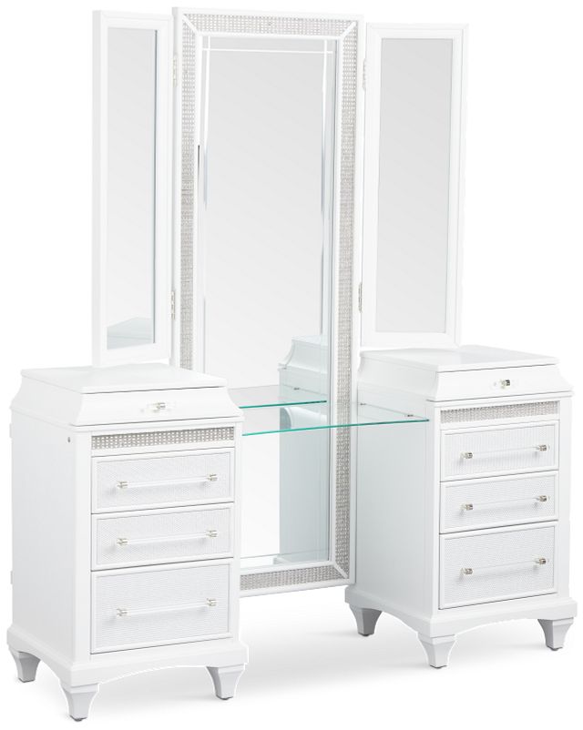 Milan White Vanity & Mirror