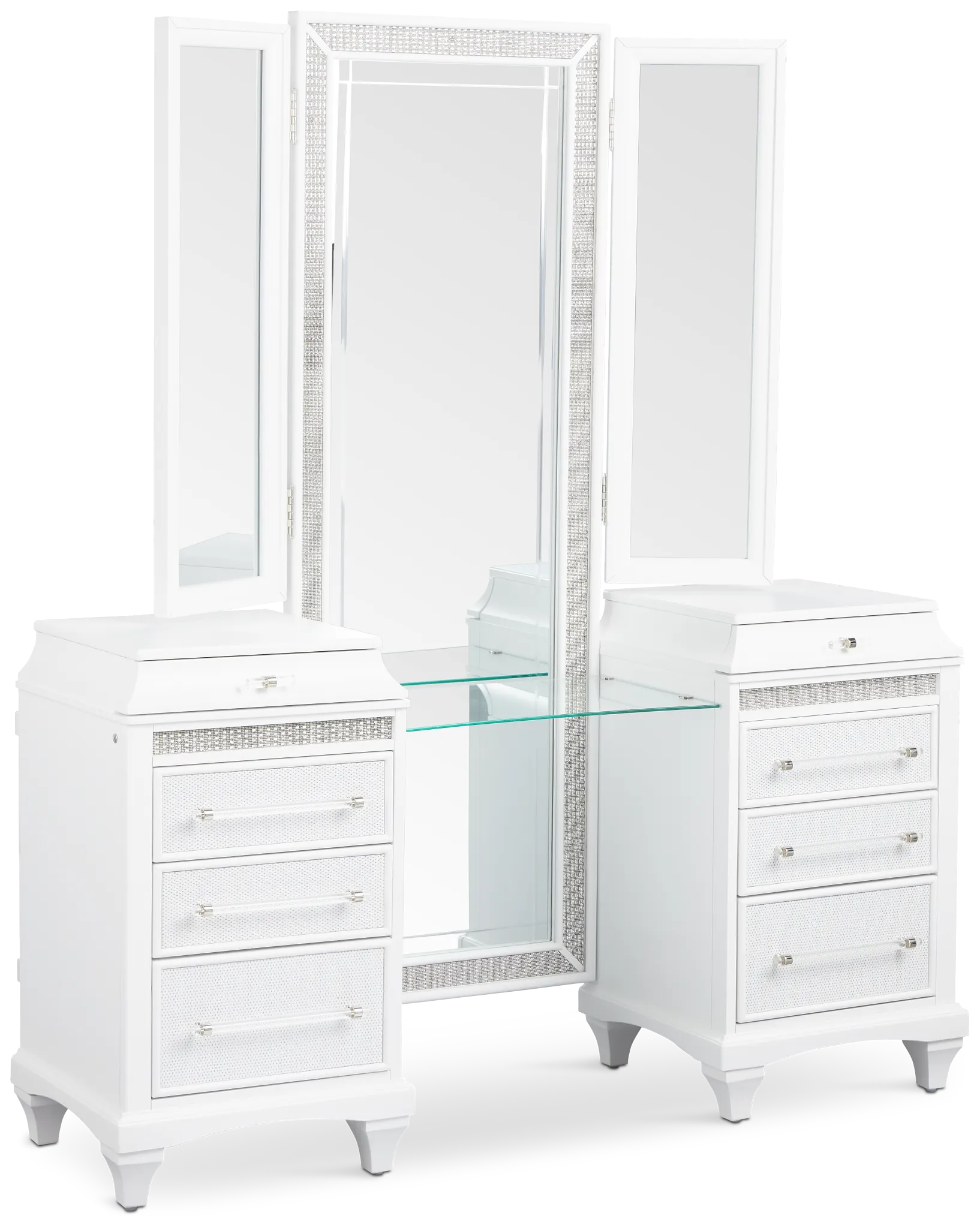 Milan White Vanity & Mirror