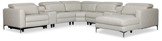 Ava Light Gray Micro Large Dual Power Right Chaise Sectional