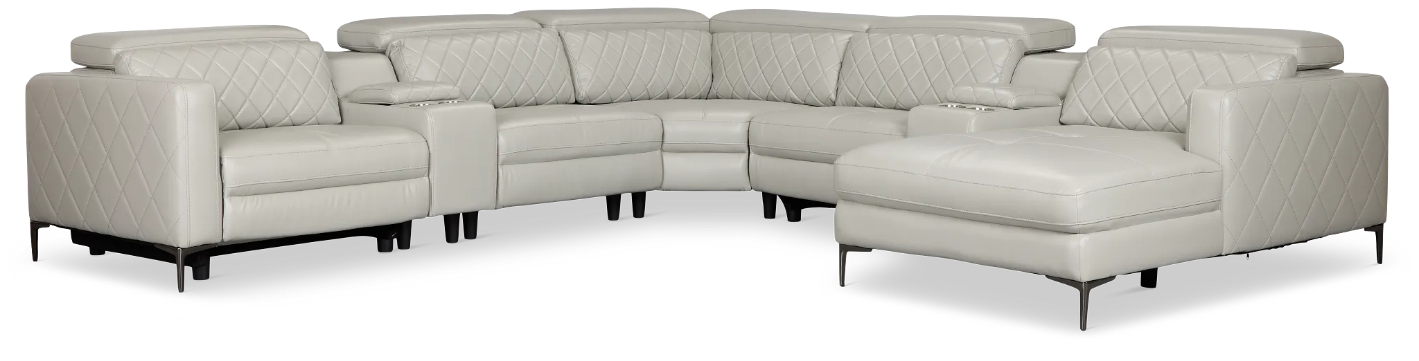 Ava Light Gray Micro Large Dual Power Right Chaise Sectional