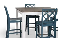 Edgartown Two-tone Square High Table & 4 Navy Wood Barstools