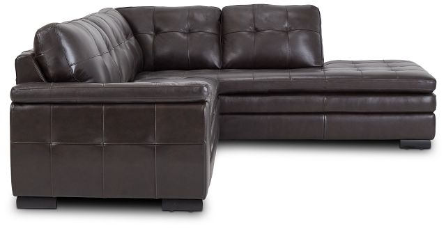 Braden Dark Brown Leather Small Right Bumper Sectional (3)