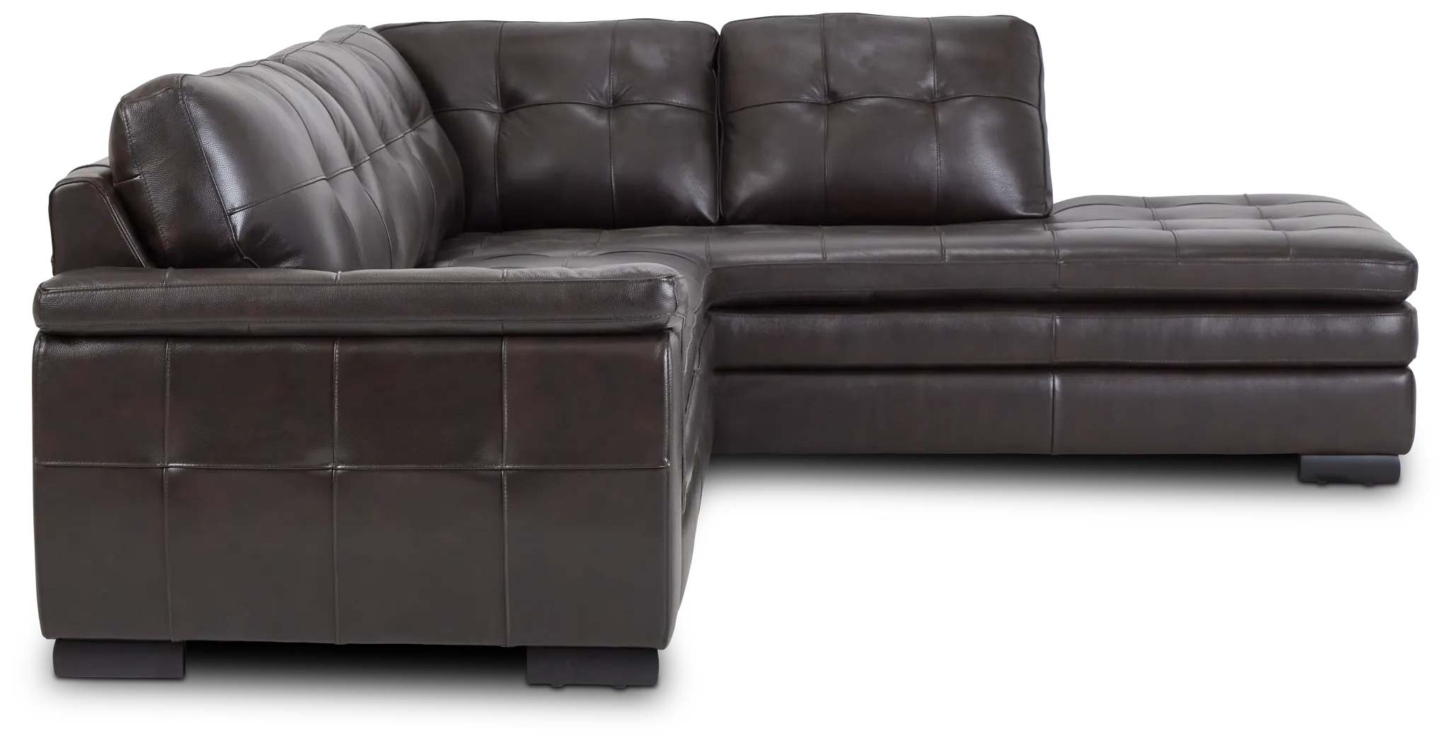 Braden Dark Brown Leather Small Right Bumper Sectional